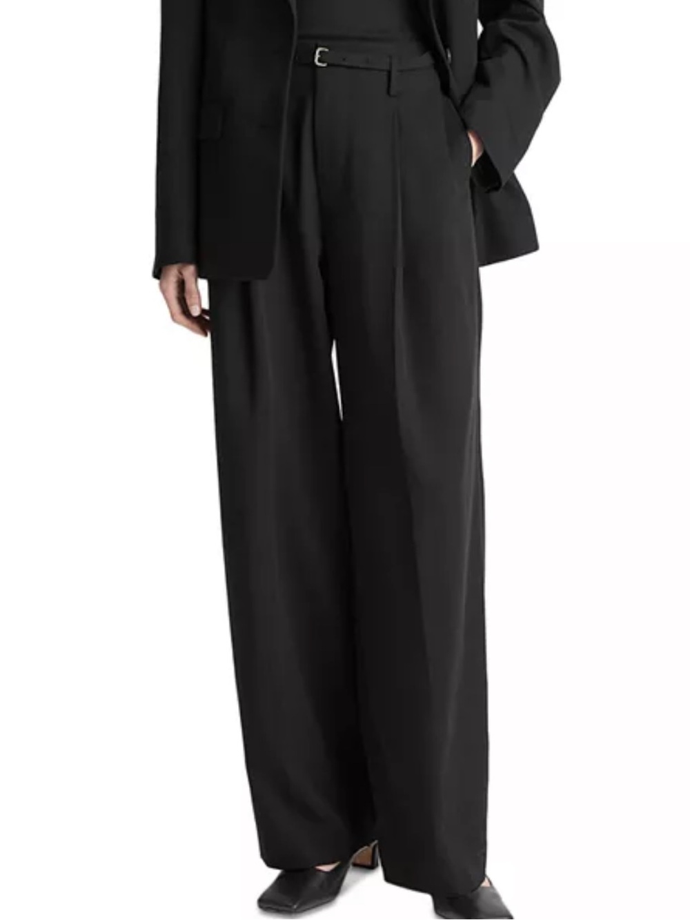 Vince Black Wide-Leg High-Waist Trousers